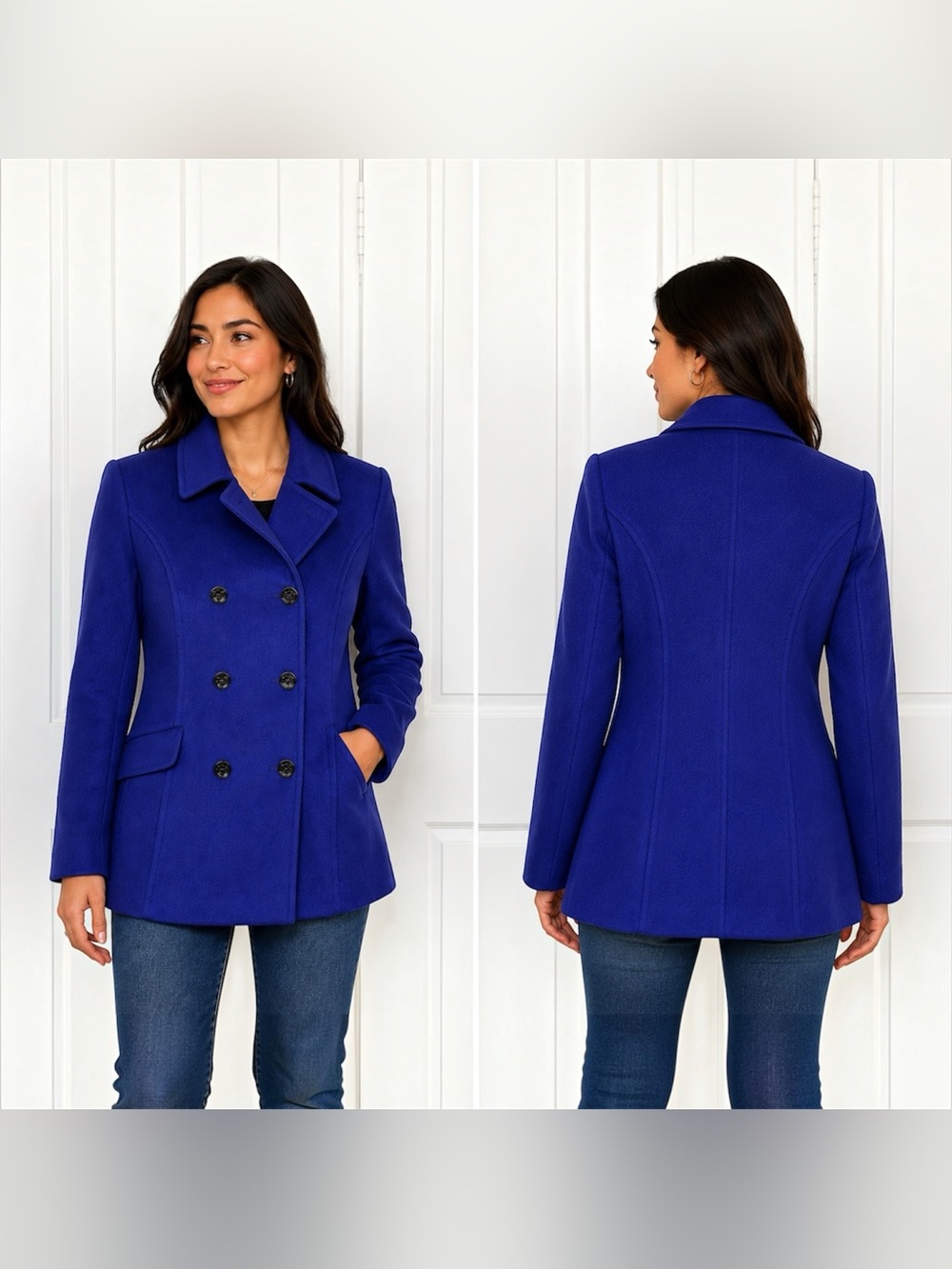 Talbots Double-Breasted Cobalt Blue Peacoat